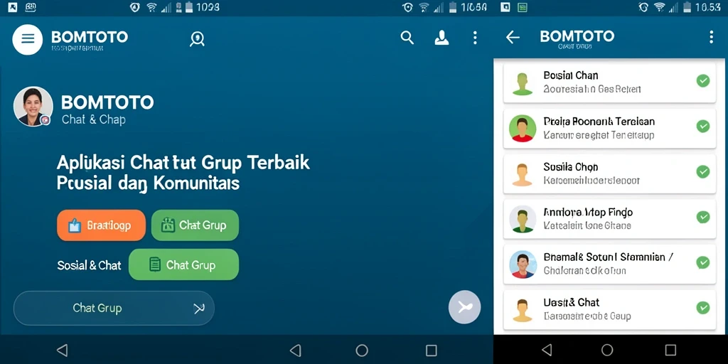 Antarmuka menarik dan fungsional dari aplikasi Chat Grup BOMTOTO.