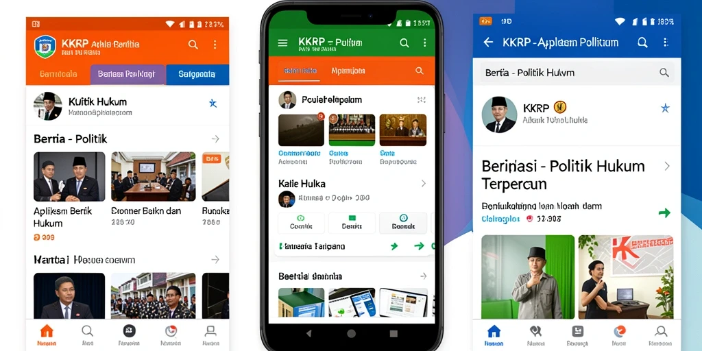Antarmuka utama aplikasi KKRP menampilkan berita politik dan hukum terkini.