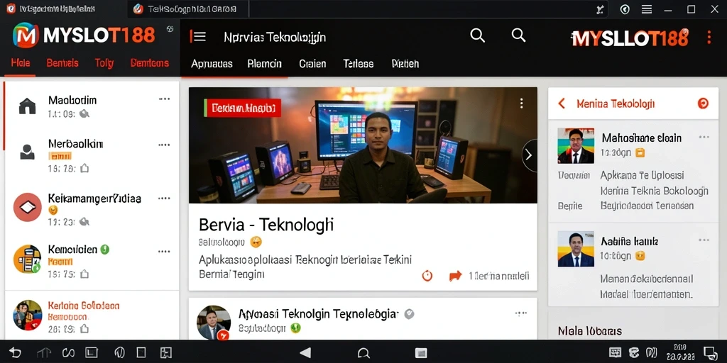 Antarmuka aplikasi MYSLOT188 dengan tampilan berita teknologi.
