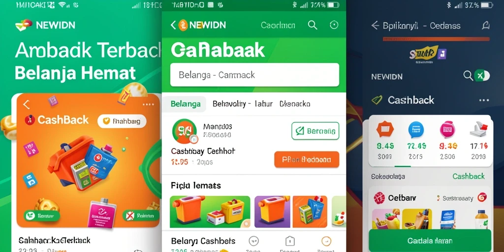 Tampilan antarmuka aplikasi NEWIDN yang memudahkan pengguna mendapatkan cashback.