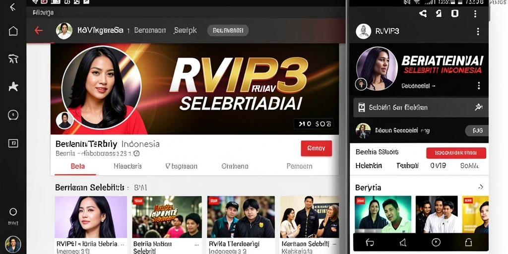Tampilan utama aplikasi RVIP3 dengan berita hiburan selebriti.