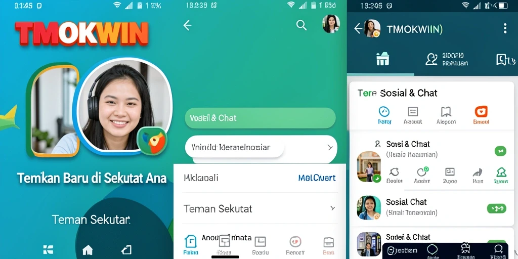Antarmuka TMOKWIN yang user-friendly dan modern untuk mencari teman baru.